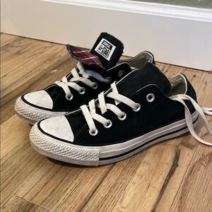 Black Plaid Tongue Converse